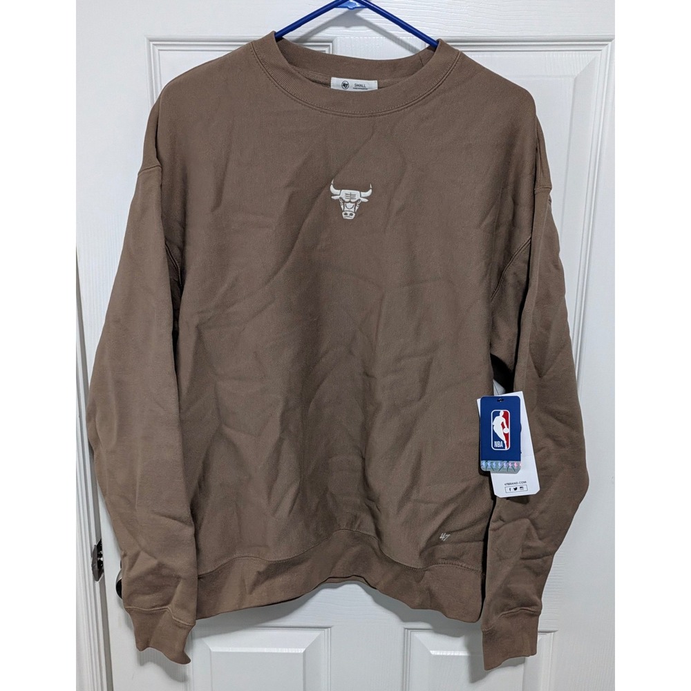 47 Brand Chicago Bulls NBA Crewneck Sweatshirt Brown Mens Small New NWT